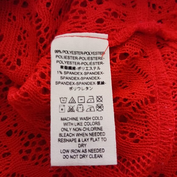 Free People, Red Long Sleeve Top, Open Knit, Oversized, Size MED, Lt. Wt., Soft - Picture 16 of 16